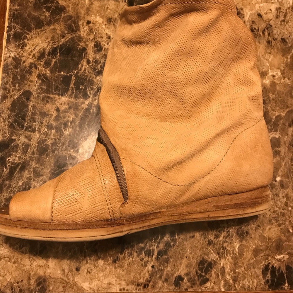 A.S.98 Brielle camel or tan colored sandal bootie.